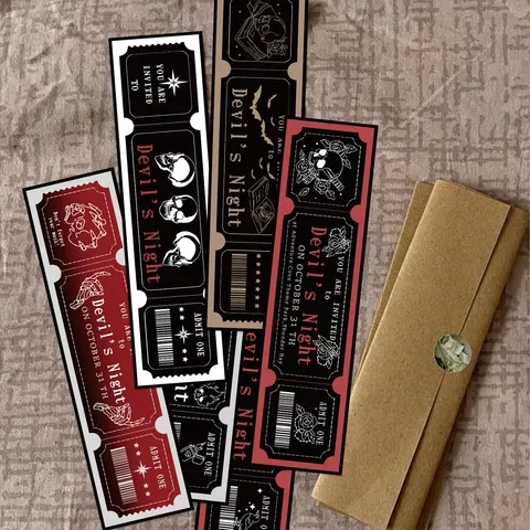 Gothic Halloween Skull Bookmarks Double Sided Vintage Ticket Paper Bookmarks For Scrapbooking DIY Hand Account Material