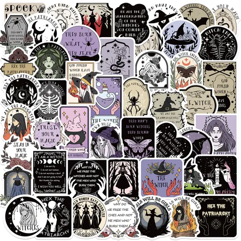 Pegatinas Bruja Feminista Impermeables Gótico Calcomanías Para Portátil Guitarra Equipaje DIY Decoración Retro Misterio Pegatina