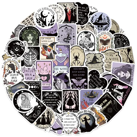 Pegatinas Bruja Feminista Impermeables Gótico Calcomanías Para Portátil Guitarra Equipaje DIY Decoración Retro Misterio Pegatina
