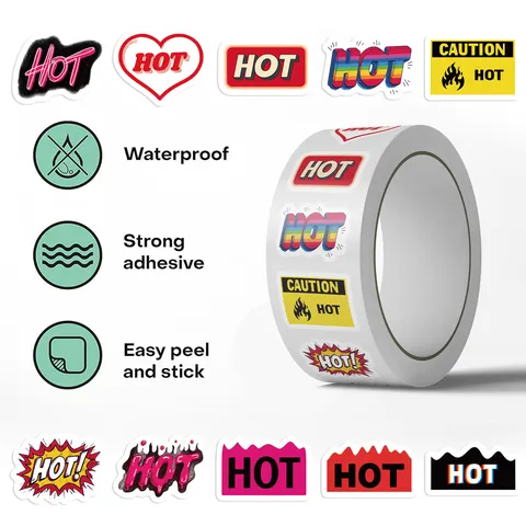 Cool PVC Journal Sticker Roll Multicolor Printed Warning Sign Alphabet Pattern Self-Adhesive Sticker For Gift Packaging Scrapbooking Decor