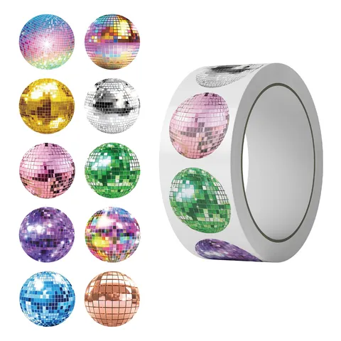 Disco Ball Round Stickers Mirror Mosaic Decorative Labels For Scrapbooking Envelope Seal Gift Wrapping DIY Craft