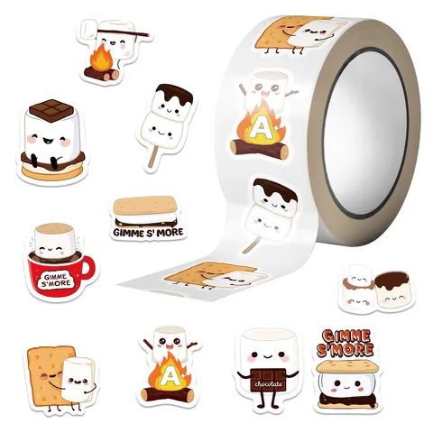 Marshmallow S-mores Cartoon Stickers Decorative Adhesive Tape Envelope Seals Scrapbooking DIY Journaling Stationery Decorative Labels