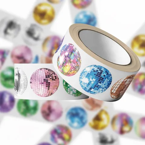 Disco Ball Round Stickers Mirror Mosaic Decorative Labels For Scrapbooking Envelope Seal Gift Wrapping DIY Craft