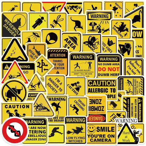 Grappige Waarschuwingsborden Stickers Waterdichte PVC Graffiti Decals Voor Laptop Bagage Waterfles