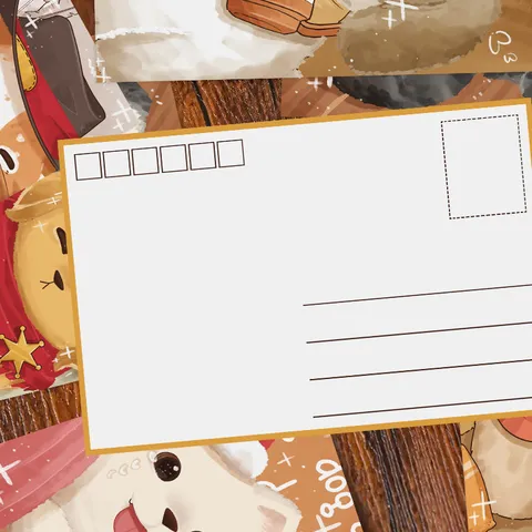Cartoon Pet Dog Cat Postcards White Cardboard Message Cards INS Style Wall Decor Art Prints Photography Props Greeting Cards
