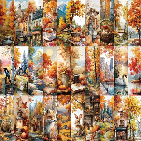 Autumn Creative Atmosphere Paper Bookmarks Cute Vintage Oil Painting Style Bookmark Student Gift Stationery