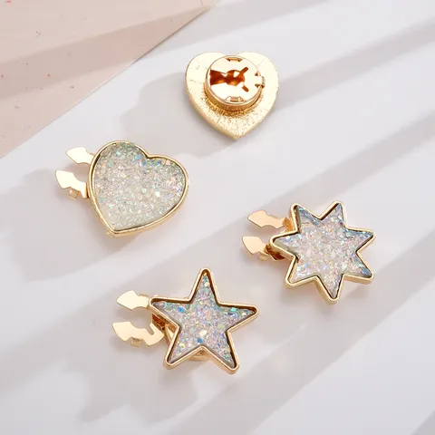 Zinc Alloy Rhinestone Star Heart Collar Clips For Men Women Creative Shirt Cufflinks High-End Collar Studs DIY Jewelry Accessories