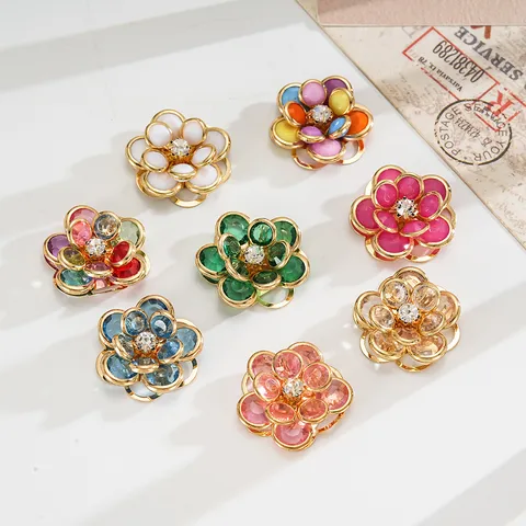 Accessori per Gioielli Fai da Te Fiore di Camelia Lega Acrilico Strass Decorazione per Custodia Telefono Ciondoli per Scarpe Crocs
