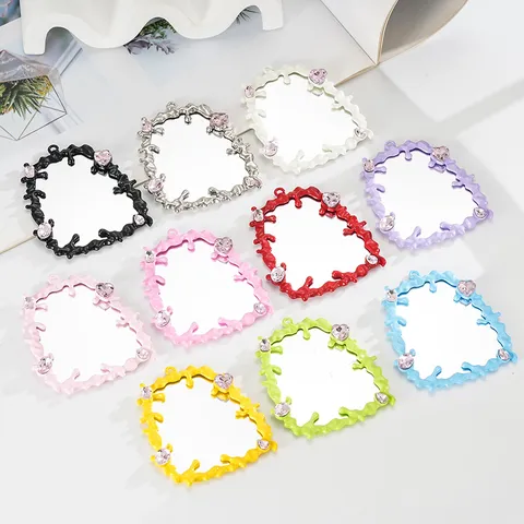 Y2K Style Liquid Fluid Mirror DIY Phone Case Decoration Accessories Zinc Alloy Heart Gemstone Rhinestone Charms Jewelry Making