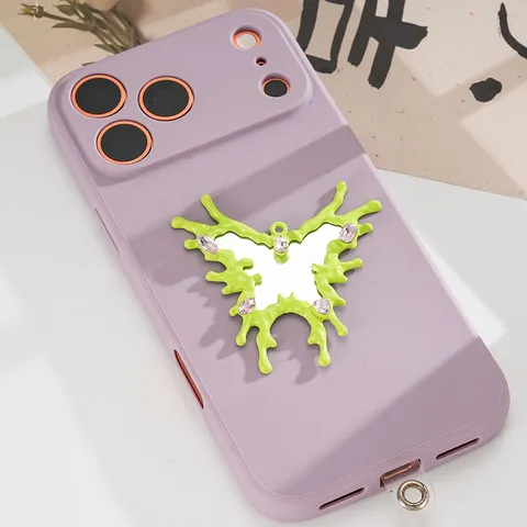 Y2K Irregular Liquid Butterfly Mirror Pendant Zinc Alloy Rhinestone Charm For DIY Mobile Phone Case Jewelry Making Craft Decor
