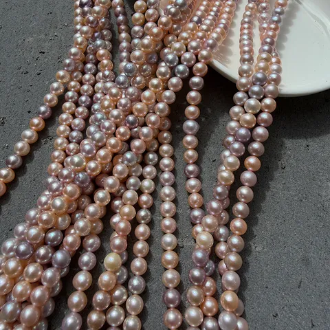 Fil de Perles d'Eau Douce Couleur Bonbon Naturelle Presque Rond Lustre Élevé DIY Création de Bijoux pour Femmes