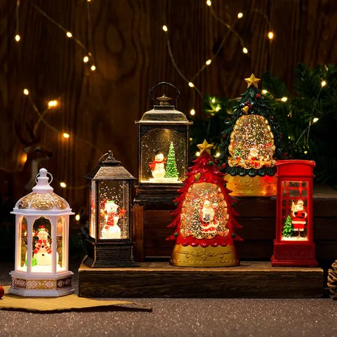 Christmas Luminous Night Light Telephone Booth Oil Lamp Candle Lamp Festive Home Decor Ornament