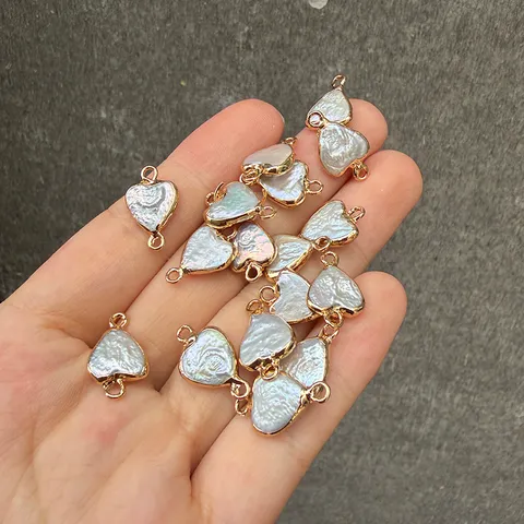 Barock Süßwasserperle Herz Anhänger Vergoldetes Kupfer Zargenverbinder Für DIY Handgemachten Schmuck Herstellung Zubehör