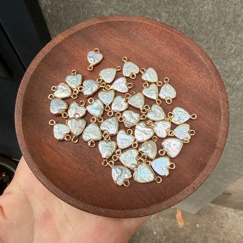 Barock Süßwasserperle Herz Anhänger Vergoldetes Kupfer Zargenverbinder Für DIY Handgemachten Schmuck Herstellung Zubehör