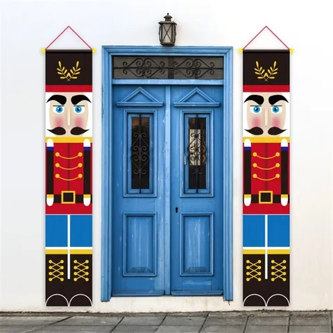 Christmas Oxford Cloth Door Curtain Couplet Hanging Banner Holiday Party Front Porch Decoration Supplies
