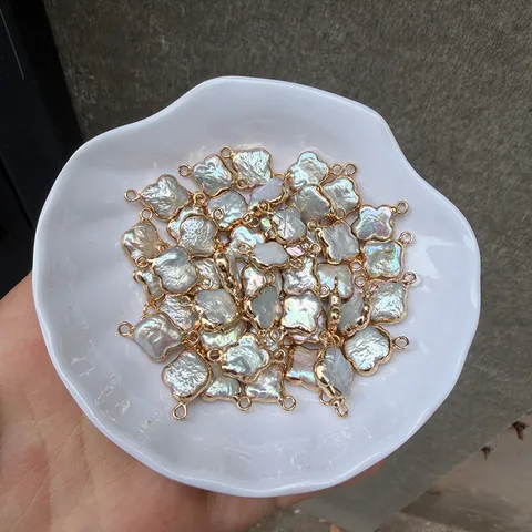 Barock Süßwasserperle Kleeblatt Verbinder Vergoldetes Kupfer Für DIY Schmuckherstellung Halskette Armband Zubehör