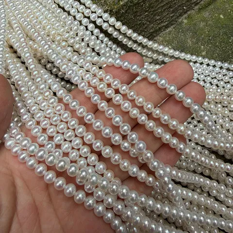 Natural Freshwater Pearl Strand High Luster Round Loose Beads For Jewelry Making Elegant White Cultured Pearl Beads DIY Crafting