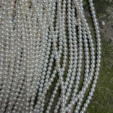 Natural Freshwater Pearl Strand High Luster Round Loose Beads For Jewelry Making Elegant White Cultured Pearl Beads DIY Crafting