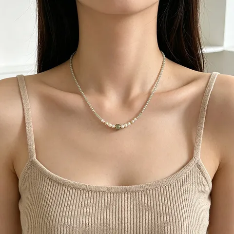 Neue Chinesische Art Süßwasser Perle Halskette Hetian Jade Kristall Perlen Choker Für Frauen Vergoldet Kupfer Zubehör Elegante Schmuck