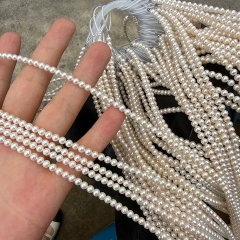 Natural Freshwater Pearl Loose Beads Strand Real High Luster Small Round Cultured Pearl For DIY Jewelry Making Crafts Thread Beads