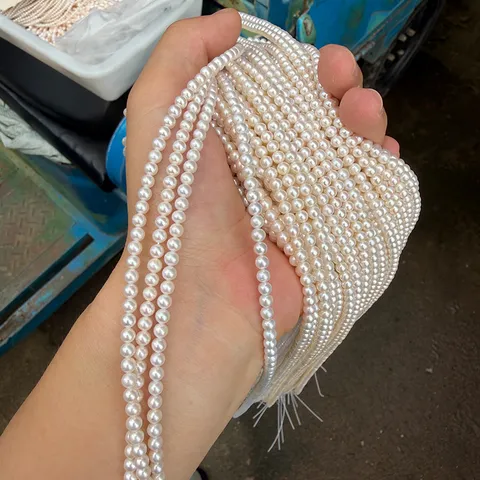 Natural Freshwater Pearl Loose Beads Strand Real High Luster Small Round Cultured Pearl For DIY Jewelry Making Crafts Thread Beads