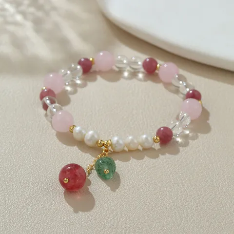 Natürliche Süßwasserperle Bunte Kristall Perlenarmband Für Damen Kupfer Metall Abstandshalter Elegante Handgemachte Schmuck Geschenk
