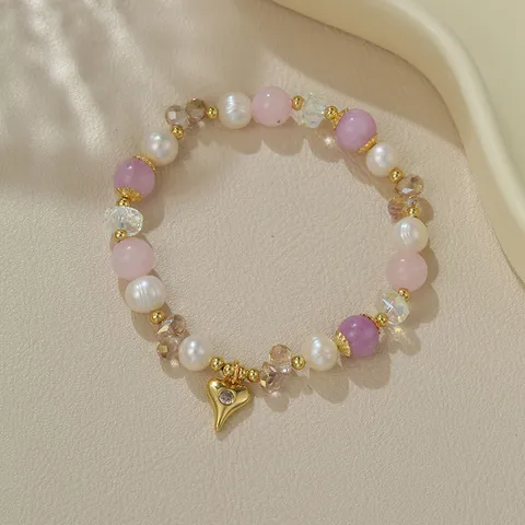 Süßwasserperle Edelstein Armband Für Damen Minimalistisches Originaldesign Kupfer Strass Anhänger Handgefertigter Perlenschmuck Geschenk