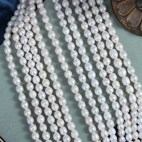 Natürliche Süßwasserperlen Stränge Unregelmäßige Barockperlen Weiße Lose Perlen Für DIY Schmuckherstellung Halsketten Armbänder Damen