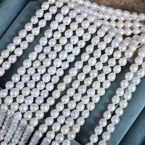 Natürliche Süßwasserperlen Stränge Unregelmäßige Barockperlen Weiße Lose Perlen Für DIY Schmuckherstellung Halsketten Armbänder Damen