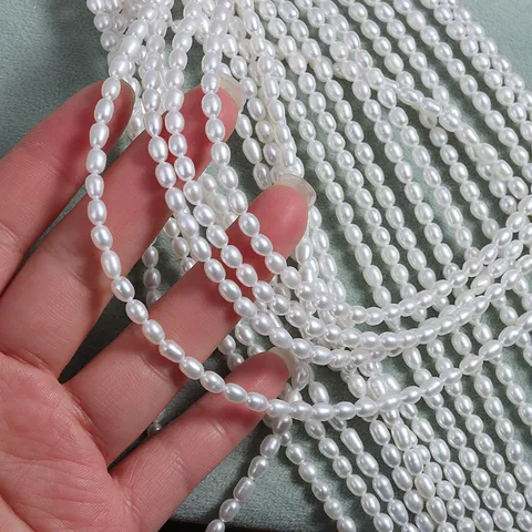 Natürliche Süßwasserperle Saatperlen Reisform Weiße Perlenstrang Für DIY Schmuckherstellung Halsketten Armbänder Handwerk