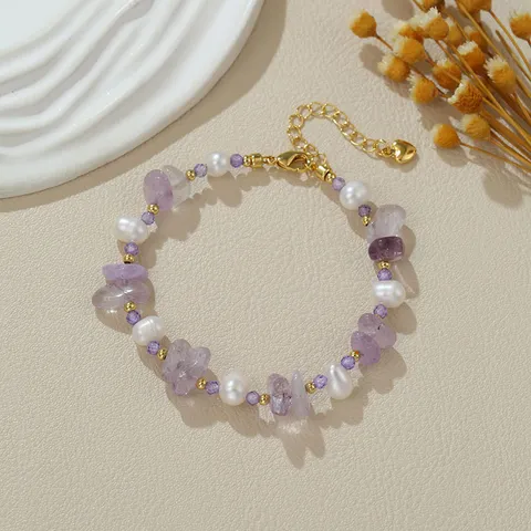 Natuurlijke Zoetwaterparel Armband Halfedelsteen Kristal Kralen Veelkleurig Mode Armband Sieraden Voor Vrouwen Hart Hanger