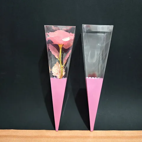 Artificial Gold Foil Rose Flower Colorful Holographic Plastic Rose With Gift Box Valentine Day Party Decor
