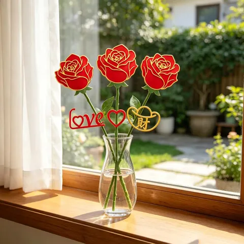 DIY Artificial Rose Flower Fridge Magnet Creative 3D Printed Resin Rose Home Bedroom Decor Valentine Day Gift Ornament