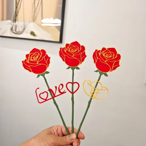 DIY Artificial Rose Flower Fridge Magnet Creative 3D Printed Resin Rose Home Bedroom Decor Valentine Day Gift Ornament