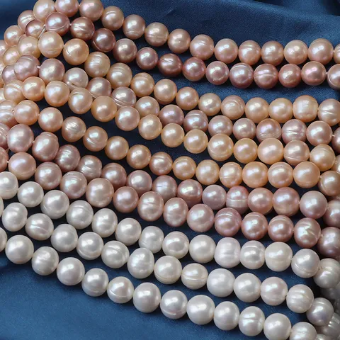 Perle d'Acqua Dolce Naturali Quasi Rotonde Filo di Perle per Fai da Te Gioielli Collane Braccialetti Orecchini Componenti di Design