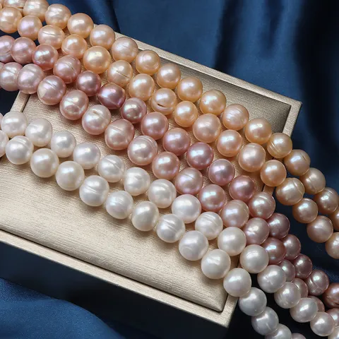 Perle d'Acqua Dolce Naturali Quasi Rotonde Filo di Perle per Fai da Te Gioielli Collane Braccialetti Orecchini Componenti di Design