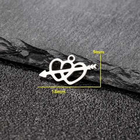 Stainless Steel Heart Arrow Pendant Single Hole Electroplated Geometric Hollow Heart Charms For DIY Jewelry Making Accessories