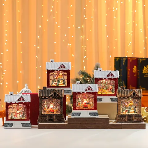 Christmas Water Snow Globe Lantern LED Night Light Music Box Festive Home Decor Tabletop Ornament Gift