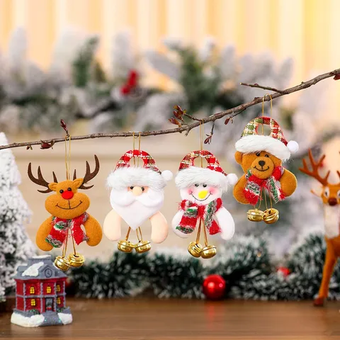 Kerstboom Hangende Ornamenten Schattige Kerstman Sneeuwpop Rendier Beer Stoffen Hanger Met Kleine Gouden Bel Feestdecoratie