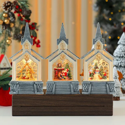 Weihnachten Weihnachtsmann Schneemann Haus Kristall Wasserlaterne Schneien Spieldose LED Licht Feiertag Heim Dekor Ornament Geschenk
