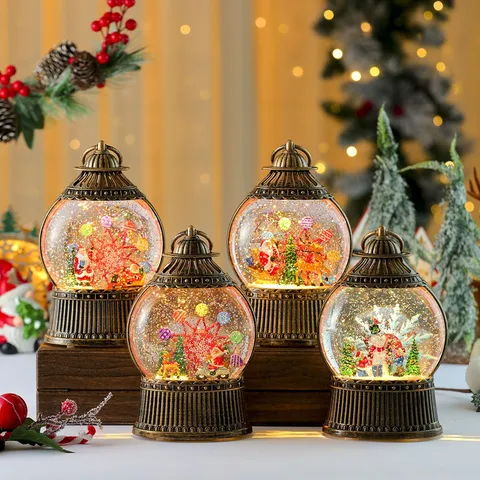 Weihnachten Wasser Schneekugel Laterne Rotierende Windmühle LED Spieluhr Tisch Ornament Zuhause Festliches Geschenk