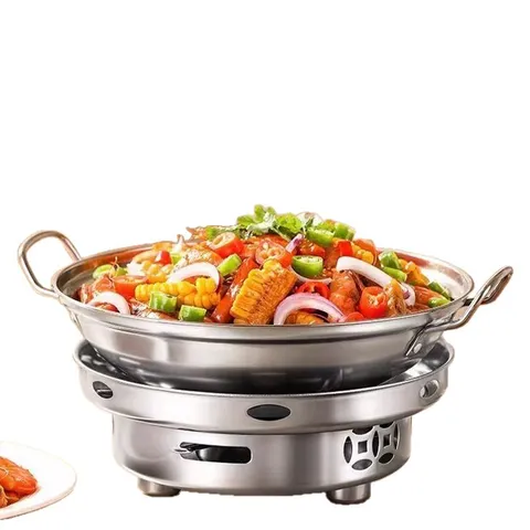 Portable Stainless Steel Alcohol Stove Small Hot Pot Outdoor Camping Tea Boiling Dry Pot Cookware
