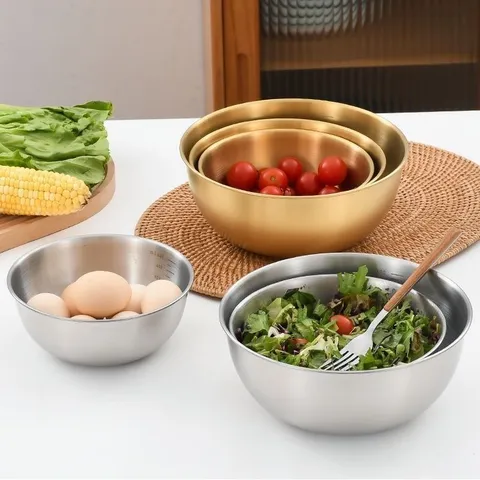Bol à Salade en Acier Inoxydable Style Japonais Bol Mélangeur Épaissi Avec Échelle Bol de Cuisson de Cuisine de Qualité Alimentaire