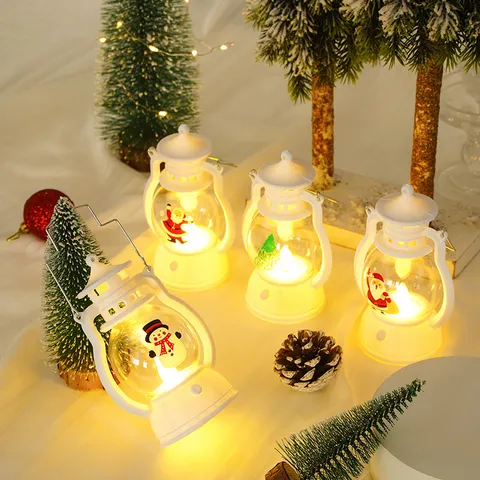 Vintage LED Plastic Candle Lantern Portable Mini Night Light Christmas Decorative Hanging Lamp