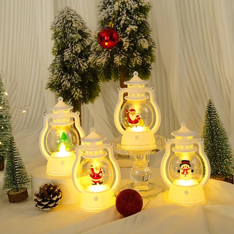 Vintage LED Plastic Candle Lantern Portable Mini Night Light Christmas Decorative Hanging Lamp