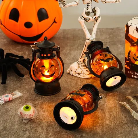 Halloween LED Pumpkin Lantern Skull Small Horse Lamp Party Bar Atmosphere Decoration Props Plastic Electric Light
