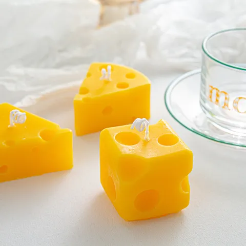 Soy Wax Cheese Shaped Scented Candle Creative Handmade Desktop Decor Photography Prop Wedding Party Favor