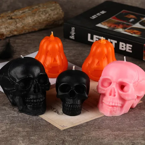 Halloween Scented Candle Pumpkin Skull Shape Handmade Soy Wax Aromatherapy Festive Party Home Decor Photography Props