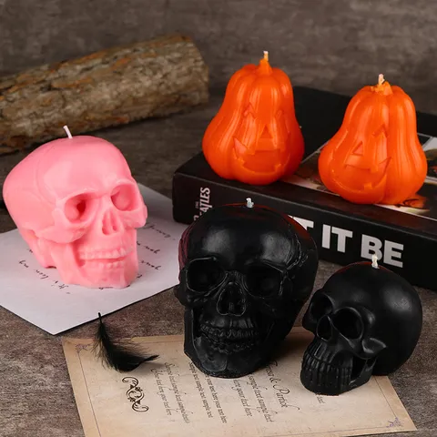 Halloween Scented Candle Pumpkin Skull Shape Handmade Soy Wax Aromatherapy Festive Party Home Decor Photography Props