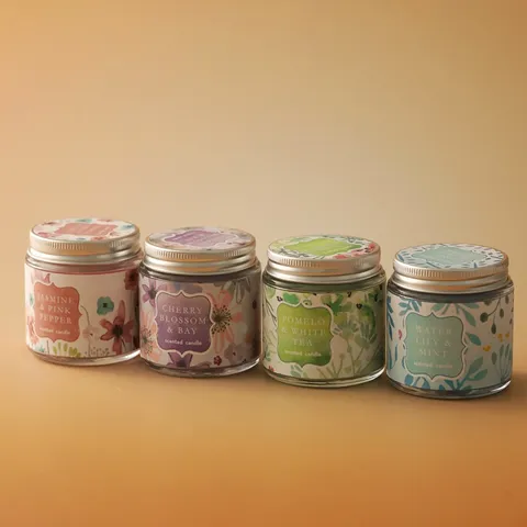 Vela Aromática Tarro de Vidrio Mezcla de Cera de Soja Botánica Floral Vela de Fragancia Decoración del Hogar Regalo Vela de Aromaterapia